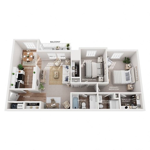 a 3 bedroom floor plan  503 square feet