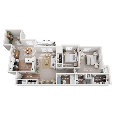 2 bed 1 bath apartment floor plan