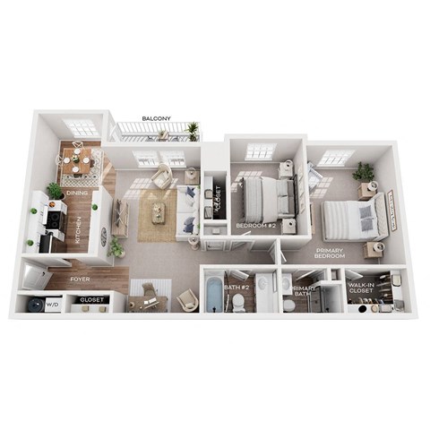 2 bed 2 bath apartment floor plan