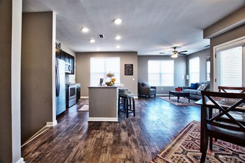 Apartments in Goshen - Apartment kitchen with island and stainless steel appliances - Photo Gallery 4
