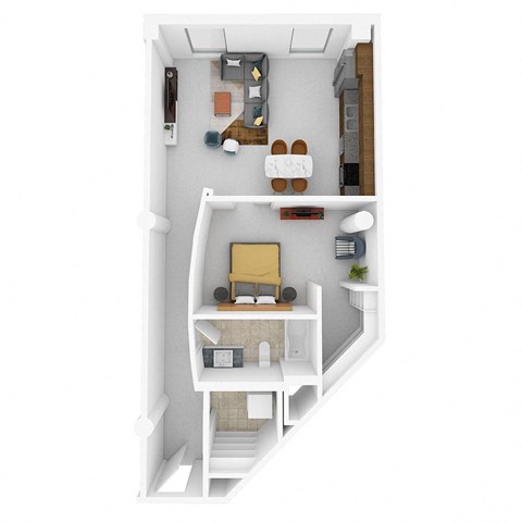 A white room with a table and chairs.