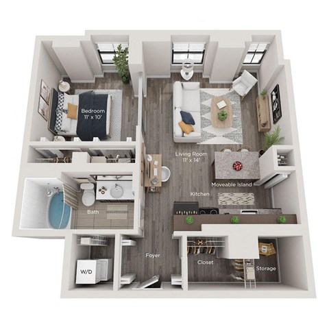 1 bed 1 bath apartment floor plan