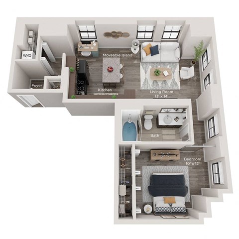 1 bed 1 bath apartment floor plan
