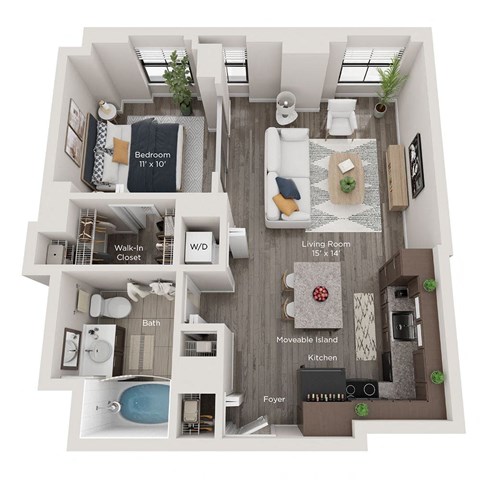 1 bed 1 bath apartment floor plan