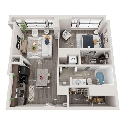 1 bed 1 bath apartment floor plan