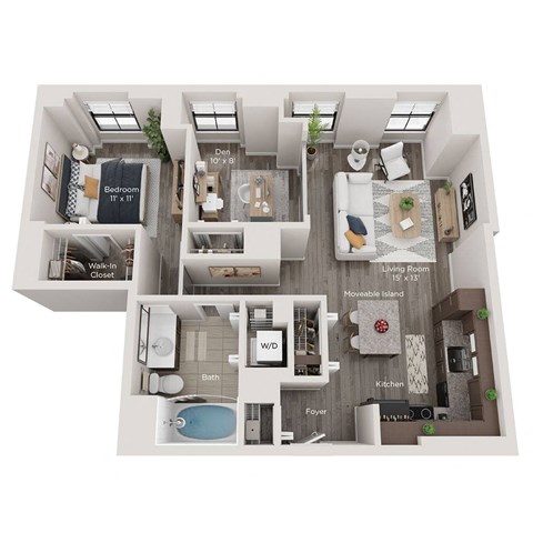 1 bed 1 bath apartment floor plan