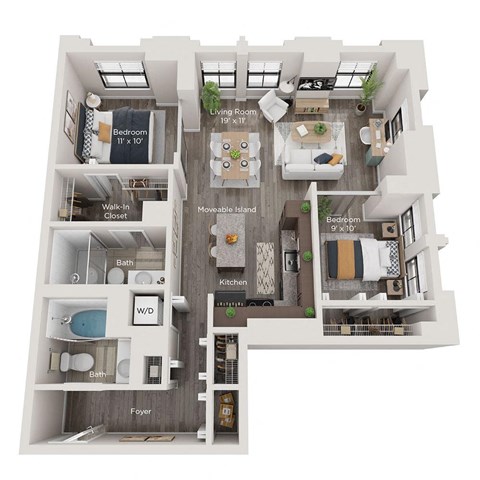 2 bed 2 bath apartment floor plan