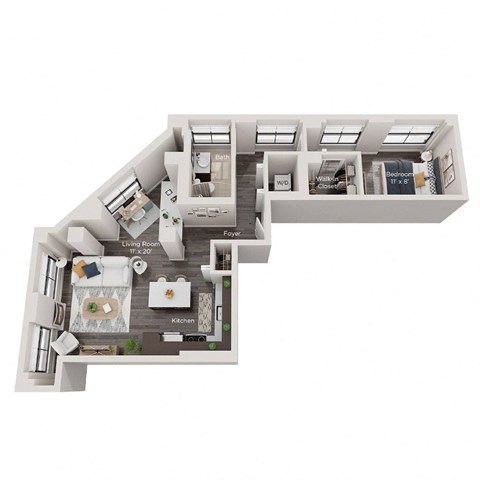 1 bed 1 bath apartment floor plan