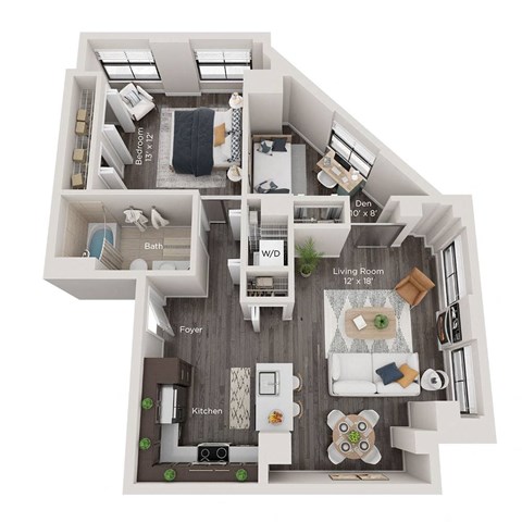 2 bed 1 bath apartment floor plan