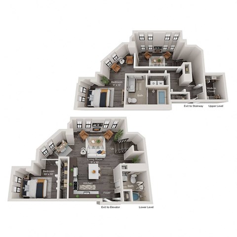 3d floor plan of a 245 sq ft apartment