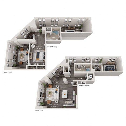 a 3 bedroom floor plan  503 square feet