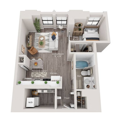 1 bed 1 bath apartment floor plan