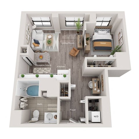 1 bed 1 bath apartment floor plan