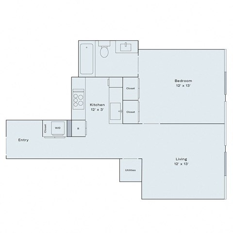 1 bed 1 bath floor plan