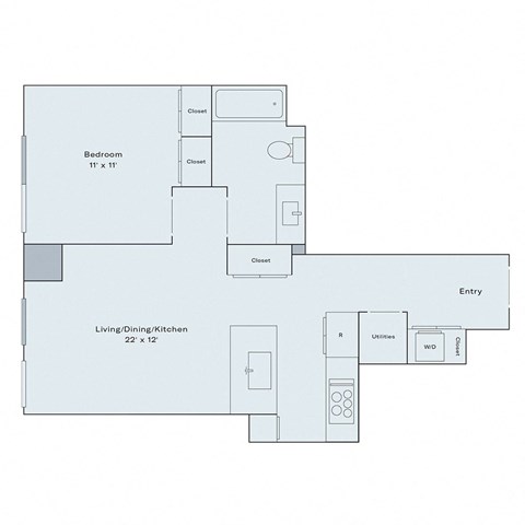 1 bed 1 bath floor plan