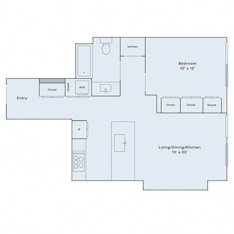 1 bed 1 bath floor plan