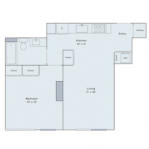 1 bed 1 bath floor plan