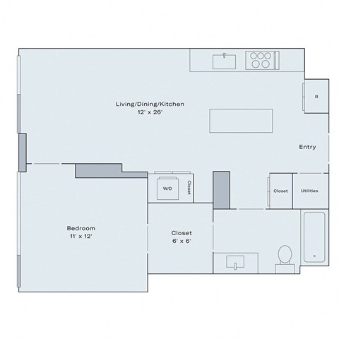 1 bed 1 bath floor plan