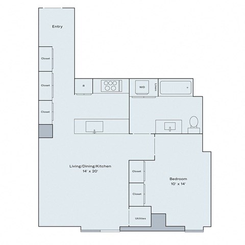 1 bed 1 bath floor plan