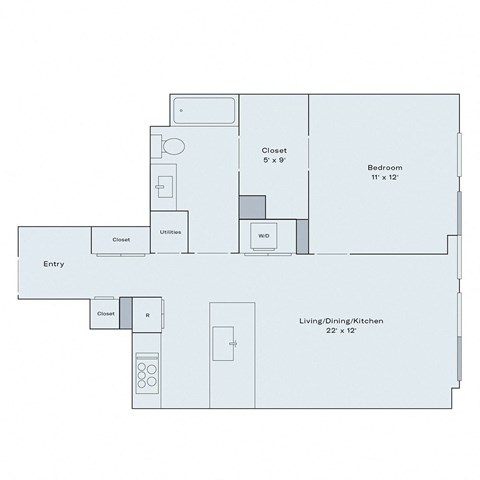 1 bed 1 bath floor plan