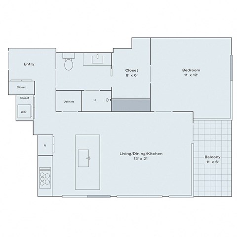 1 bed 1 bath floor plan