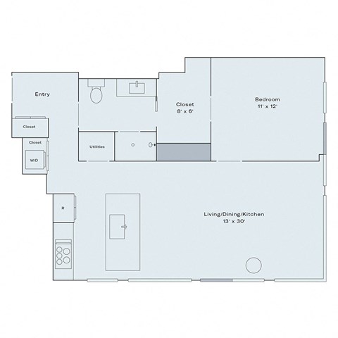 1 bed 1 bath floor plan