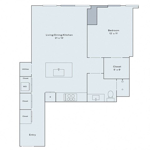 1 bed 1 bath floor plan