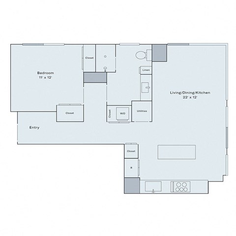 1 bed 1 bath floor plan