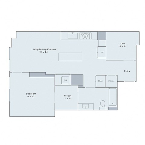 1 bed 1 bath floor plan