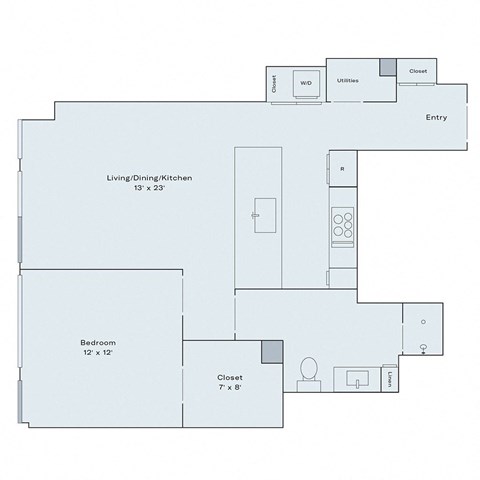 1 bed 1 bath floor plan