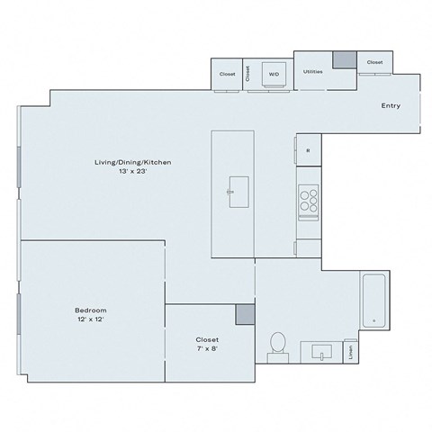1 bed 1 bath floor plan