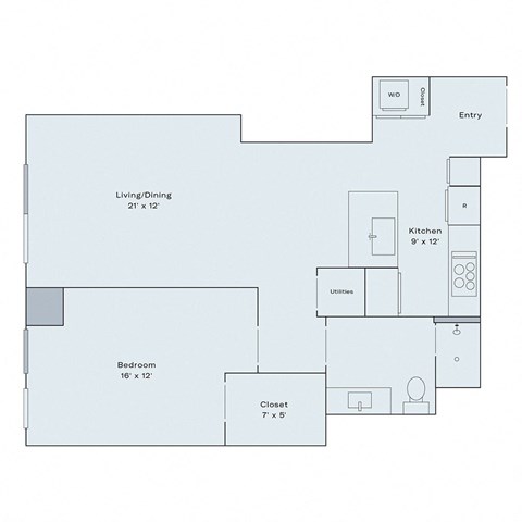 1 bed 1 bath floor plan