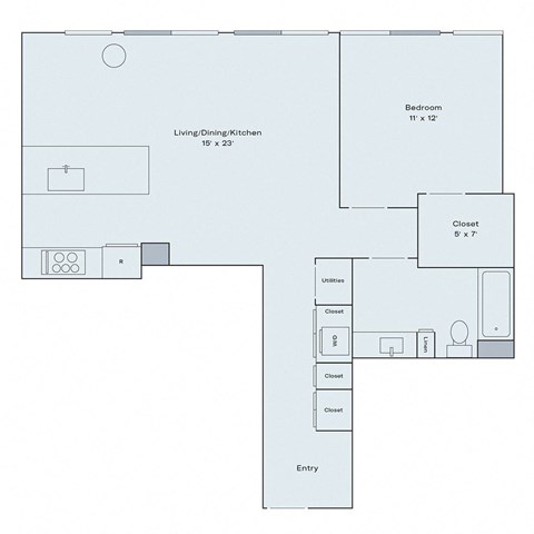1 bed 1 bath floor plan