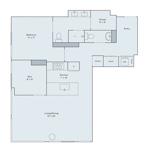 1 bed 1 bath floor plan