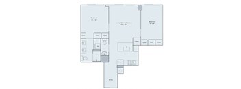 2 bed 1.5 bath apartment floor plan