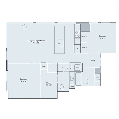 2 bed 2 bath apartment floor plan
