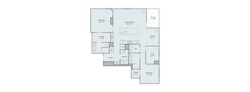 a floor plan of a residence with a bedroom and a living room