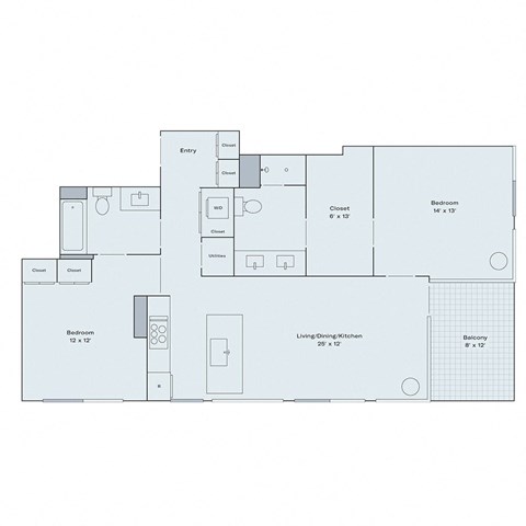 2 bed 2 bath apartment floor plan