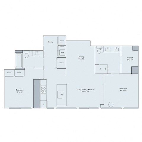 2 bed 2 bath apartment floor plan
