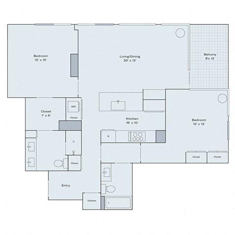 2 bed 2 bath apartment floor plan