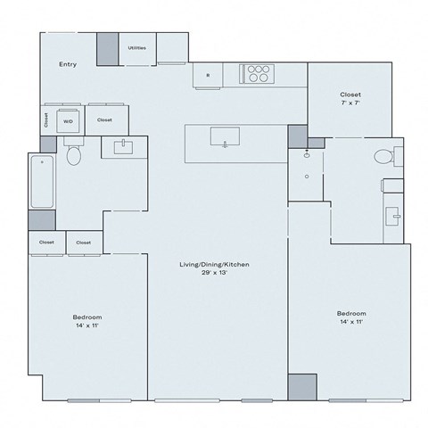 2 bed 2 bath apartment floor plan