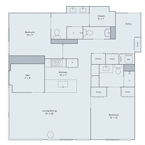 2 bed 2 bath apartment floor plan