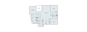 a floor plan of a bedroom floor plan with a transition to a living room