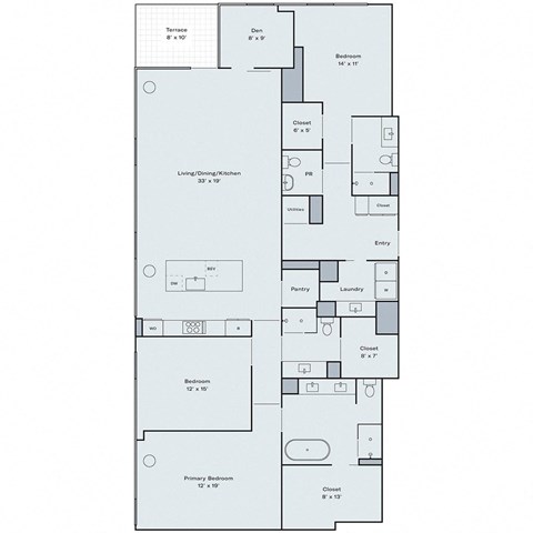 3 bed 3.5 bath floor plan