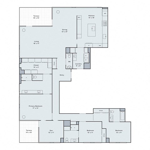 3 bed 3.5 bath floor plan