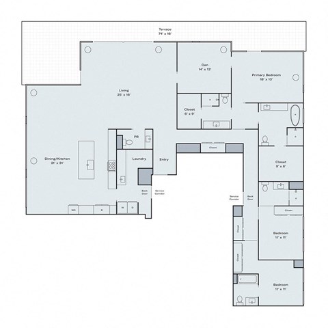 3 bed 4.5 bath floor plan
