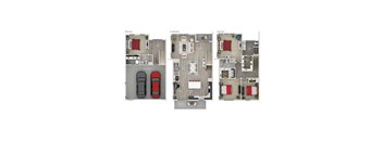 A floor plan of a house with a garage, second floor, and third floor.
