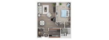 a 1 bedroom floor plan  503 square feet