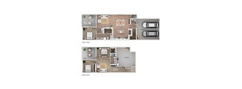 A floor plan of a house showing the main floor and basement layouts.