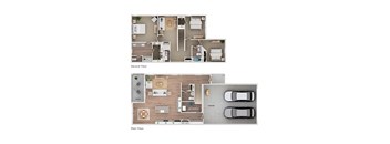 A floor plan of a house showing the layout of the main and second floor.
